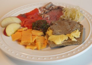 My Real Food Plate My Real Food Plate with grass fed prime rib, traditional sauerkraut, sourdough spelt bread with pastured butter and grassfed bison liver pate, raw cheese, smoked wild salmon, and fermented raw vegetable salsa.